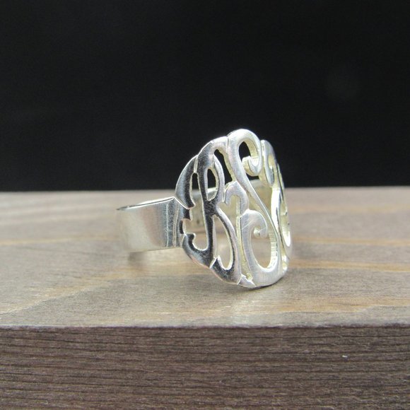 Size 8.75 Sterling Silver RSG Initial Band Ring - Picture 2 of 8